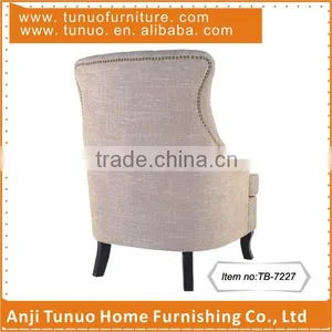 Accent Chair With High Quality Linen Fabric and KD Black Color Rubber Wood Legs and Moveable Seat Cushion,TB-7227 thumbnail-2