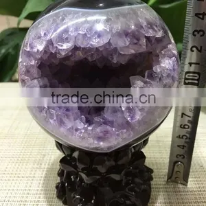 Lovely Natural Agate Geode Amethyst Laughing Smile Crystal Ball Sphere thumbnail-3