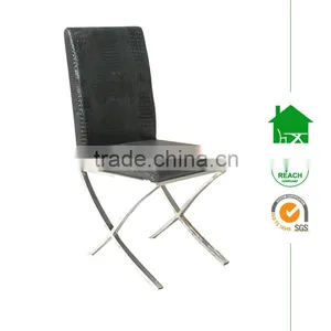 DC-3001 Cross Leg Leather Top Dining Chair thumbnail-1