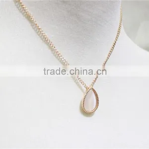 ROse Gold Necklace w/ White Cateye Necklace Simple Chain Gold Necklace2016 Fashion Style Wholesale thumbnail-2