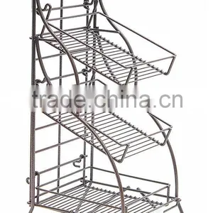 Icegreen 3-Shelf Fold-up Rectangular Brown Metal Display Rack/Shelf /Basket YC020 thumbnail-1