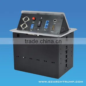 Hidden Pop Up Tabletop Outlet Box for Conference System thumbnail-3