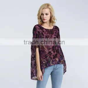 Women's Burnout Poncho With Paisley Floral Looking thumbnail-5