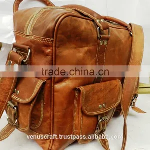 Pure Leather Weekend Bag/genuine Leather Travel Bag/real Leather Luggage Bag thumbnail-1