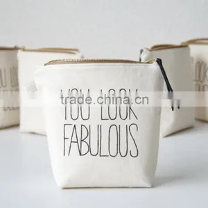 Black Canvas Custom Cosmetic Bag With Logo Printed on One Side thumbnail-2