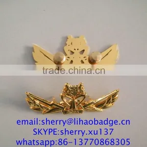 Metal Wing Badges, Pilot Wing Lapel Pins, Wing Emblem,gold Plating Custom Metal Wings Lapel Pin Badge thumbnail-5