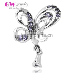X253 Custom Made Butterfly Charms Wholesale,925 Sterling Silver Micro Pave Charm thumbnail-1