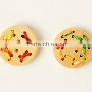 High Quality Fashion 2 Holes Natural Wood Buttons With String thumbnail-1