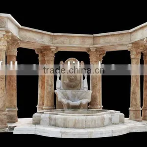 Large Outdoor Stone Column Gazebo With Fountain thumbnail-1