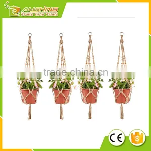 Wholesale Best 4 Pack Plant Hanger 4 Legs 3.3ft With Beads and Silver Ring - Strong Handmade Jute Indoor Outdoor Patio Deck thumbnail-1