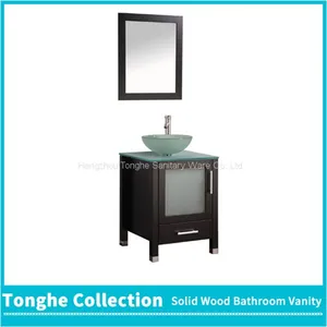 Freestanding Bathroom Vanity Green Glass Top Glass Vessel Sink thumbnail-1