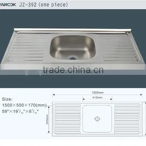 Single Bowl Kitchen Sink With Drainboard, Single Bowl One Piece Kitchen Sinks,washing Hands Basin thumbnail-1