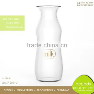 OEM ODM Hand Made Mini Glass Milk Bottles 100ml thumbnail-1
