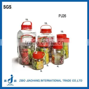 Big Capacity Hot Sale 2-18L Clear Cylinder Glass Jar With Plastic Lids & Plastic Handle thumbnail-3