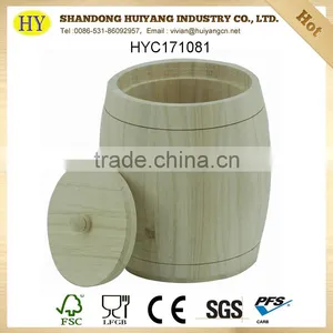 Custom FSC Natural Unfinished Wooden Barral With Lid Wholesale thumbnail-1