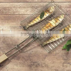 BBQ Three Fish Wire Grill With Chrome Plate thumbnail-3