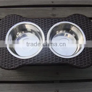 Stainless Steel Rattan/Wicker Dog Bowl thumbnail-5