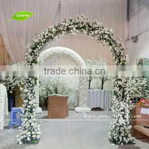 GNW 8ft White Photography Backdrops With Decorative Rose and Hydrangea Flowers Arch for Weddings thumbnail-4