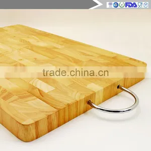 Stainless Steel Handle Rectangular Rubber Wood Chopping Block thumbnail-1