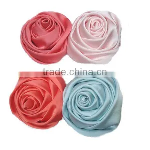 Satin Chiffon Rolled Rosette Rose Flower HYA082710 thumbnail-1