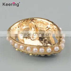 Keering-style Hotsale Nigerial Green Rhinestone Pearl Diamond Button Pins WBK-1465 thumbnail-2