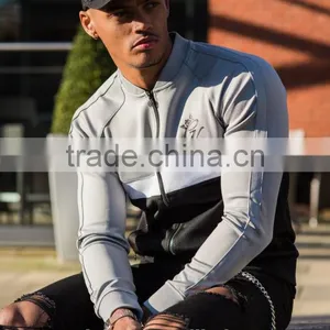 Fashion Style Mens 100% Polyester Baseball Jacket Full Zipper Tracksuit Top Panel Raglan Long Sleeve Hoodie Jacket thumbnail-5