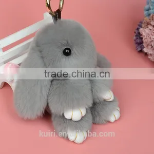 Rex Rabbit Fur Keychain Cute Rabbit Doll Key Chain Pendant 13 Colors Wallet Pom Pom Car Pendant thumbnail-1
