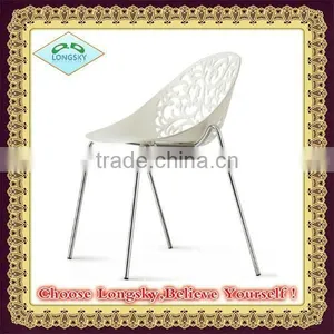 Modern Furniture Stackable Plastic Chair With Metal Legs Dinning Chair thumbnail-1