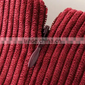A-Line Dark Red Lace up Round Collar Sleeveless Mini Corduroy Dress thumbnail-4