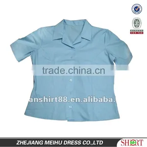 Men's 100% Cotton Short Sleeve Light Blue Work Shirt Uniform thumbnail-1