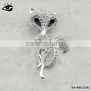Fox Design Rhinestone Brooch Crystal Pins Wholesale Brooches for Wedding Invitation Cards thumbnail-1