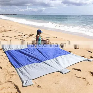 Strong Parachute Nylon. Includes Built In Sand Anchors & Pockets Sand Escape Compact Outdoor Beach Blanket / Picnic Blanket thumbnail-6