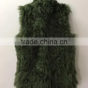 YR1029 Newest Style Toscana Fur Vest Small Collar Real Lamb Fur Waistcoat thumbnail-2