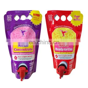 Factory Price Food Grade Spout Pouch /Reusable Stand Up Aluminium Foil Wine Bag With Spout Tap thumbnail-1