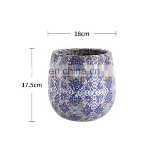 European Popular Retro Style Home Decor Indoor Balcony Cheap Vintage Ceramic Small Fancy Flower Pots for Garden thumbnail-5