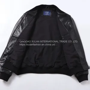 HOT SALE 2021 CLASSIC FASHION MEN'S GENUINE LEATHER BASEBALL JACKET thumbnail-4