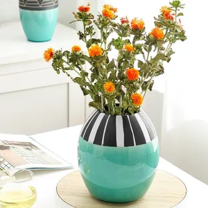 Europe Style Tall Blue And Black Crack Home Furnishing Dry Flower Antique Ceramic Vase thumbnail-3