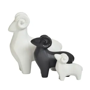 Black And White Sheep Animol Matte Hand Made Ceramic Decoration For Home Hotel Table thumbnail-5