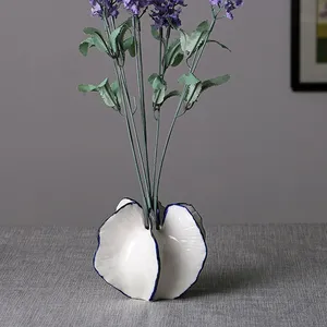 Polygon Creative European Style Firm Large White Ceramic Flower Vase For Office Decor thumbnail-4