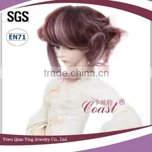 Latest Design Short Dark Brown Curly BJD Doll Wigs thumbnail-3