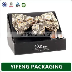 Plain Black Paper Gift Box With Stamped Logo, Paper Gift Box for Bow Tie Packaging thumbnail-2