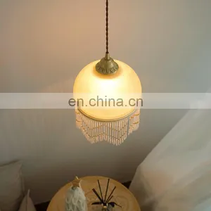 Luxury Metal Pendant Lighting For Bedroom Handmade Leaves Modern Cylinder Chandelier Lamp thumbnail-1