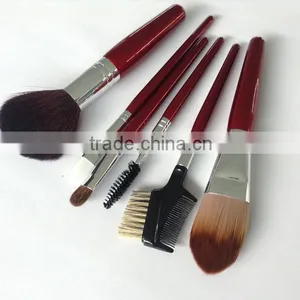 Red Handle 6pcs Goat Hair Makeup Brush Kits for Beauty thumbnail-2