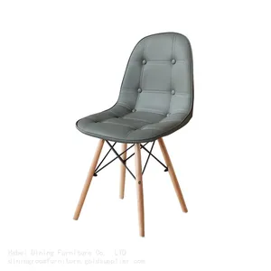 Leather Dining Chair Glossy Black Painted Legs DC-U05A thumbnail-1