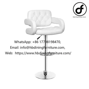 PU Leather Seat Metal Base Lifting Bar Chair Stool With Armrests thumbnail-1