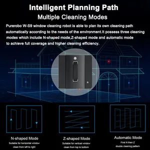 PUREROBO W-S9 Window Cleaning Robot Bluetooth And Remote Control Smart Glass Cleaning Machine UPS System One Touch Cleaning Easy To Use thumbnail-3