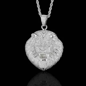 Fashion Animal Lions Men Pendant Necklaces Unisex Hip-hop Copper Cubic Zirconia With Charm Rope Chains thumbnail-5