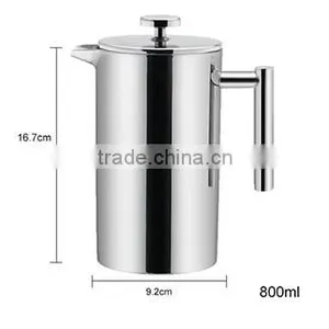 800ml Double Wall Stainless Steel French Press Milk Frother/picther thumbnail-1