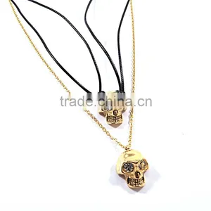 Stainless Steel Necklace Chain Skull Plated Gold Skull Necklace thumbnail-2