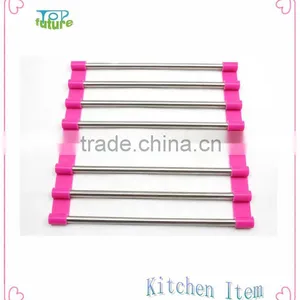 Pot Mat Metal Stainless Steel Silicon Roller Twist Coaster Trivet,silicon Rubber Pad thumbnail-2